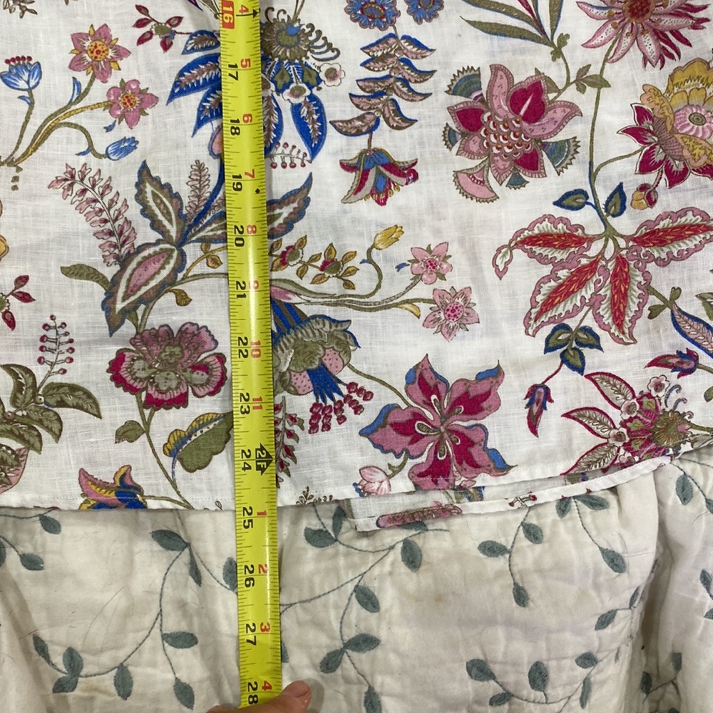Polo Ralph Lauren Tie Neck Floral Print Linen Blouse, White/Multicolor NWOT - Picture 9 of 9